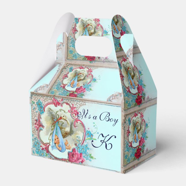 BALLOTINS STORK BÉBÉ GARÇON DOUCHE BLEU MONOGRAM (Verso)