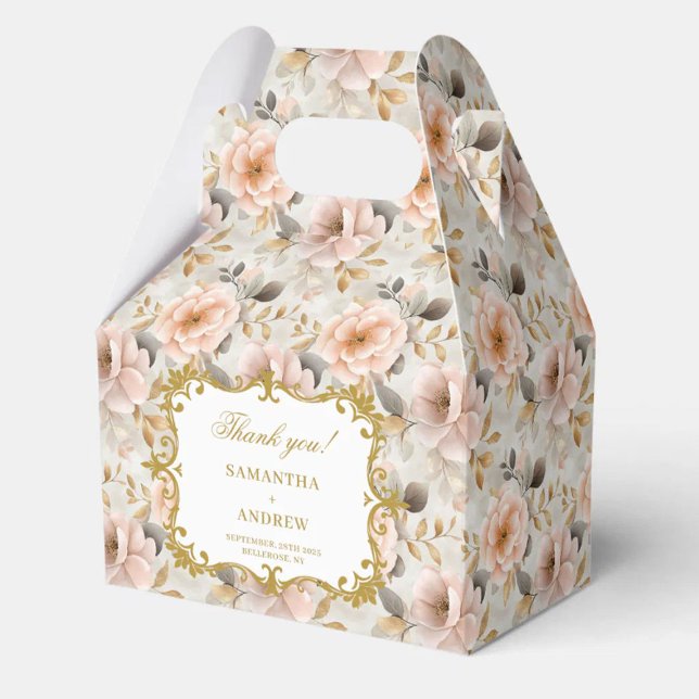 Ballotins Superbe boîte de Merci de Mariage Floral Blush or (Gorgeous Blush Gold Floral Wedding Thank You Box)