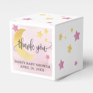 Ballotins Sur la Lune, Baby shower rose Étoiles de lune peti