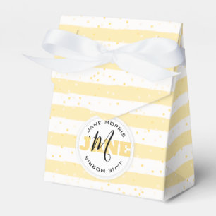 Ballotins Suuny Jaune et Blanc Monogramme Nom Stripes