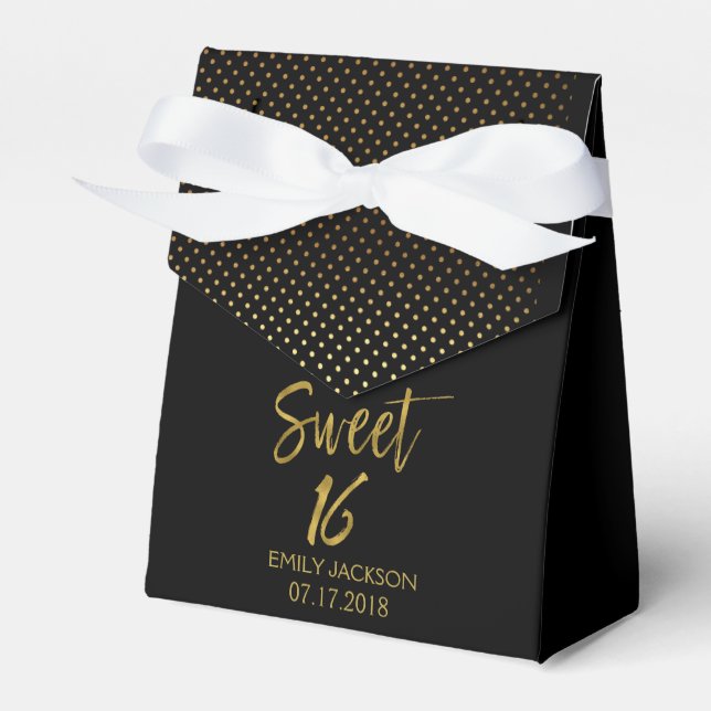 Ballotins Sweet 16 Anniversaire Black & Gold Pois (Verso)
