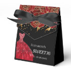 Sweet 16 fleurs de robe rouge noire merci