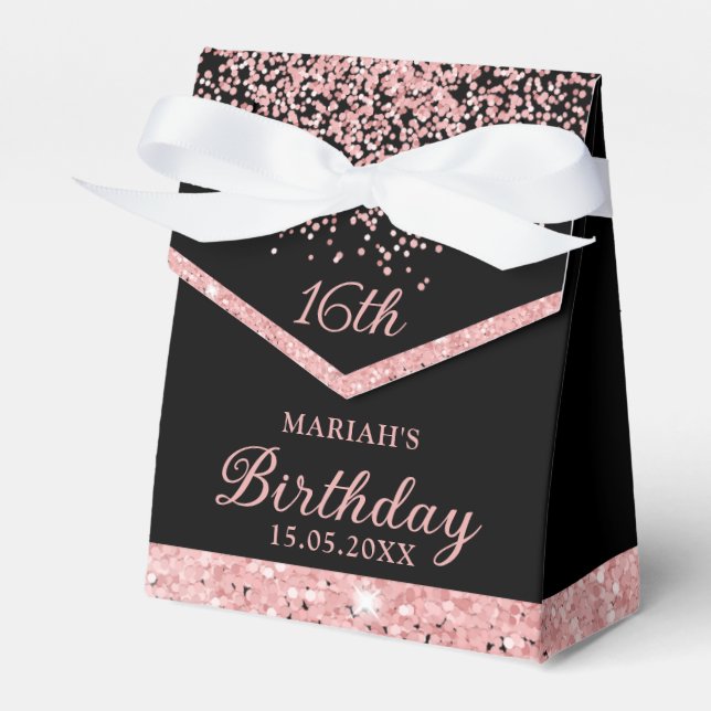 Ballotins Sweet 16 Parties scintillant Chic Rose Gold Black  (Verso)