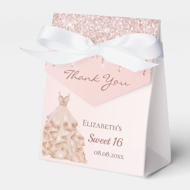 Ballotins Sweet 16 roses or rose gouttes robe merci (Verso)