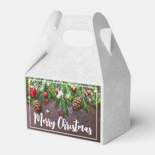 Ballotins Table de Noël rustique avec pin et neige