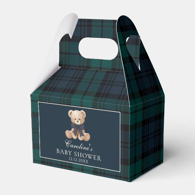 Ballotins Tartan Plaid Teddy Bear Baby Shower Favor Boxes (Verso)