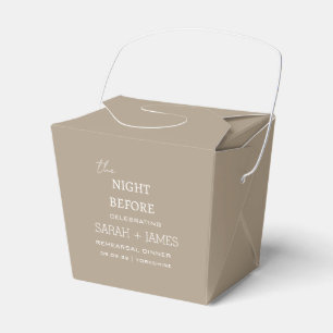 Ballotins Taupe minimale la nuit avant le dîner de répétitio