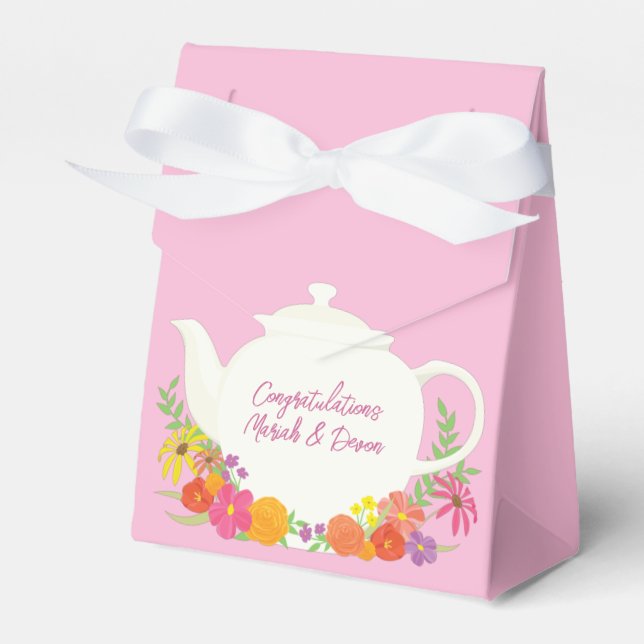 Ballotins Tea Party Baby shower Teapot Rose Girl (Verso)