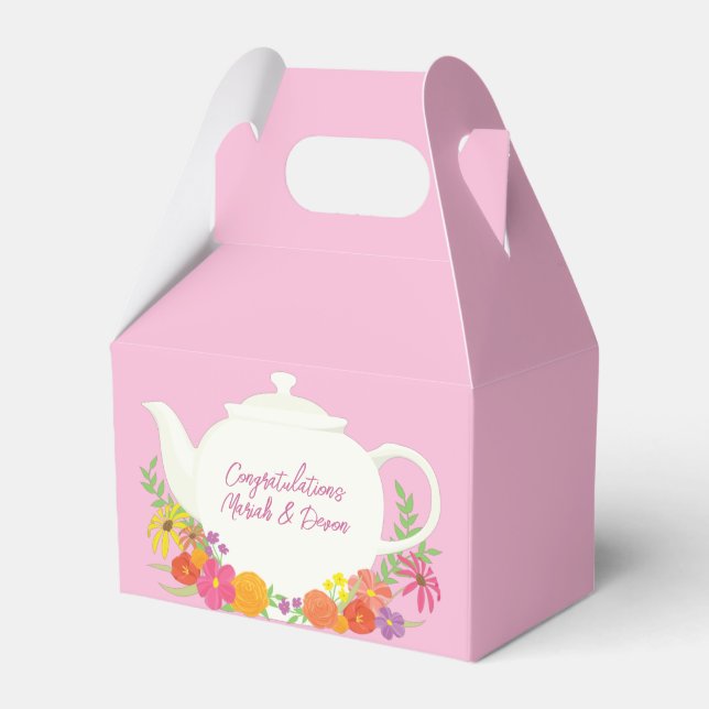 Ballotins Tea Party Baby shower Teapot Rose Girl (Verso)