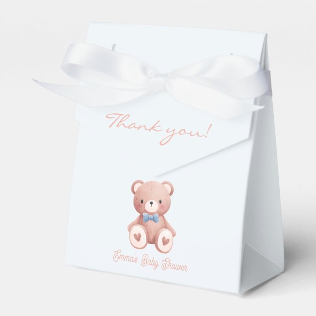 Ballotins Teddy Bear Baby Boy Shower - Soft Blue Stars (Verso)