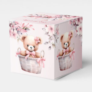 Ballotins Teddy Bear Baby Girl Fleurs roses Soirée Élégante