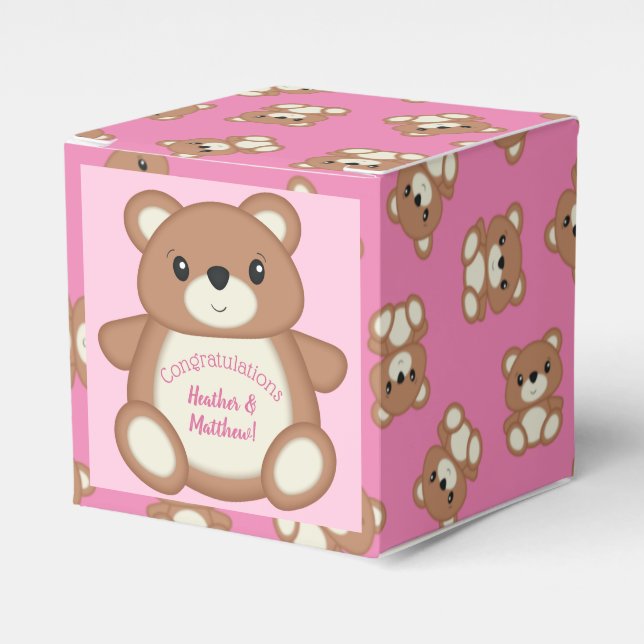 Ballotins Teddy Ours Baby shower Rose fille (Verso)