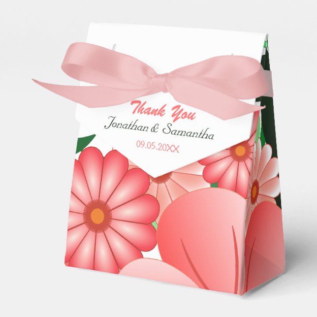 Ballotins Tente Hibiscus Rose Floral Avec Ballotin De Ruban (Verso)