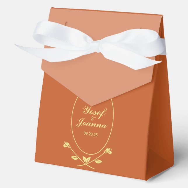 Ballotins Terracotta Rose Mariage Favor Box (Recto)