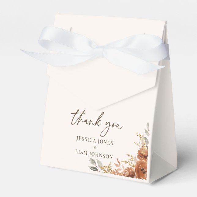 Ballotins Terracotta Rustic Fall Floral Mariage Merci (Verso)