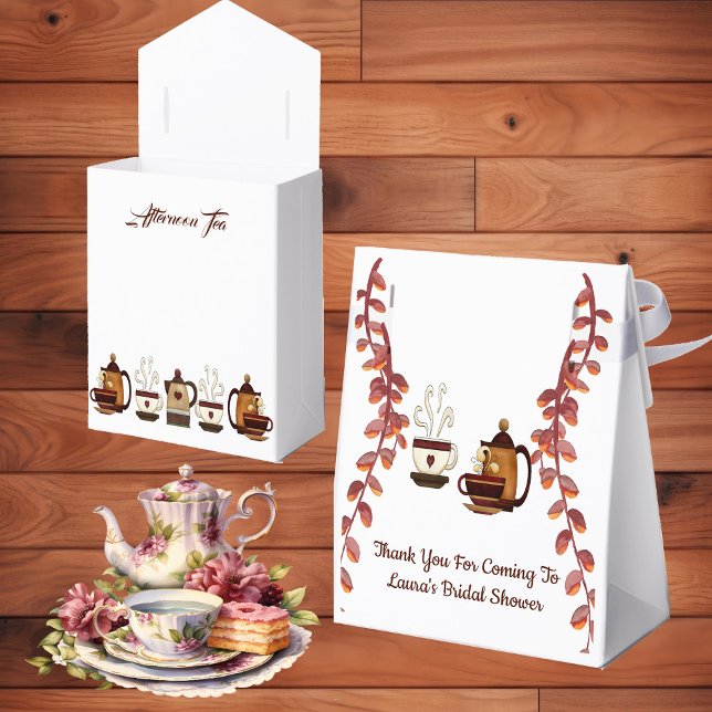 Ballotins Thé Terme Après-Midi Fête des mariées à Thé Haut (Earthen Teapot Afternoon High Tea Bridal Shower Favor Boxes)