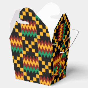 Ballotins Tissu Kente noir, vert, rouge et jaune