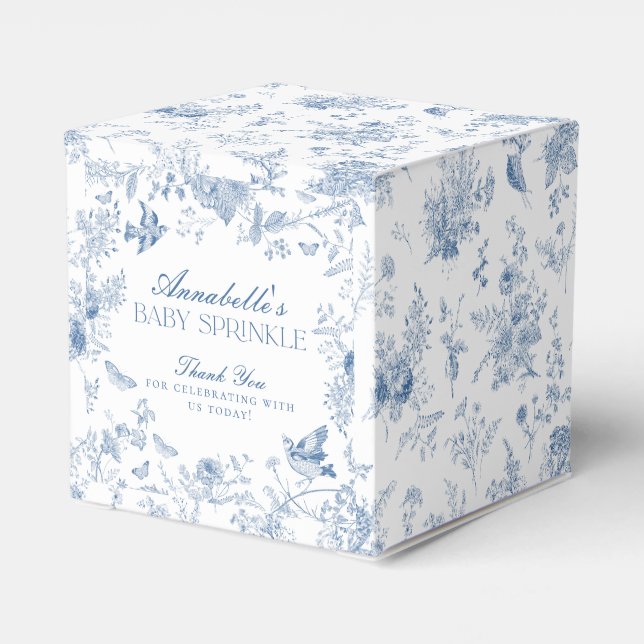 Ballotins Toile Bleue De Jouy Floral Baby Sprinkle Ballotin (Arrière)