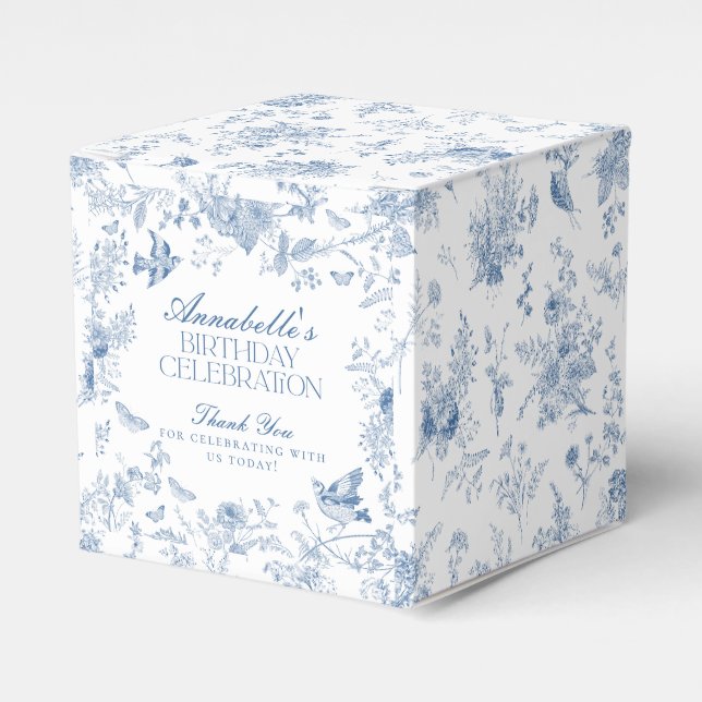 Ballotins Toile Bleue De Jouy Floral Fête d'anniversaire Bal (Verso)