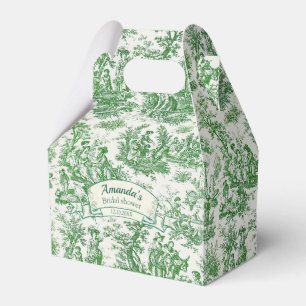 Ballotins Toile de Jouy verte florale vintage pour douche de