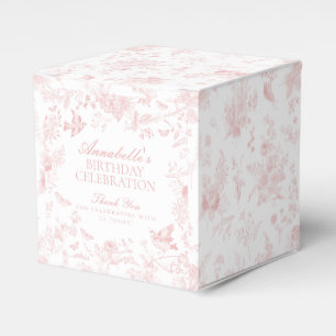 Ballotins Toile rose De Jouy Floral Ballotin de fête d'anniv