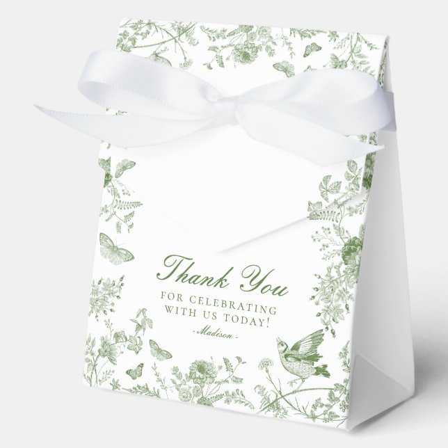 Ballotins Toile Verte De Jouy Floral Dessert Ballotin (Recto)