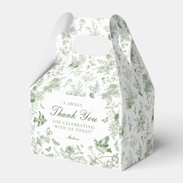 Ballotins Toile Verte De Jouy Floral Dessert Ballotin (Verso)