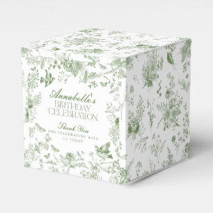 Ballotins Toile verte Jouy Floral Ballotin fête d'anniversai