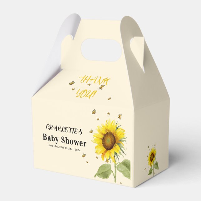 Ballotins Tournesol d'aquarelle avec Baby shower de papillon (Verso)