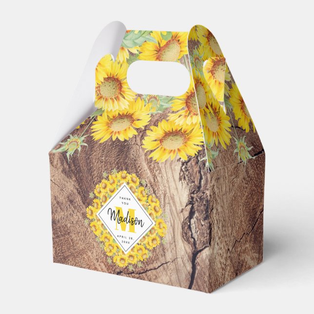 Ballotins Tournesols rustiques Texture bois (Verso)