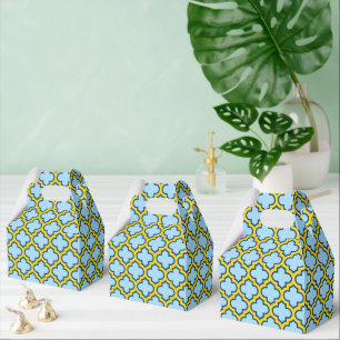 Ballotins Trellis bleu et jaune, treillis, Quatrefoil