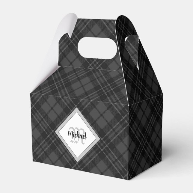 Ballotins Trendy noir blanc tartan Personnaliser Monogramme (Verso)