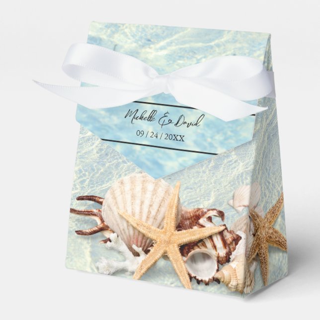 Ballotins Tropical Ocean Beach Seashell Wedding Favor Box (Verso)
