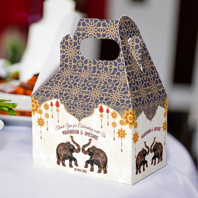 Ballotins Un éléphant indien originaire mariage indien perso (Ornate Indian elephant Indian wedding personalized Favor Box)