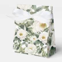 Vert Blanc Floral Mariage Favor Box