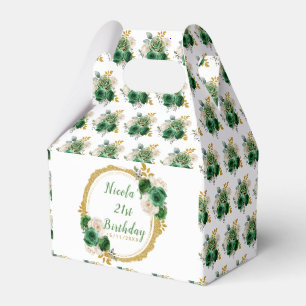 Ballotins Vert foncé et or Fleurs élégantes Anniversaire