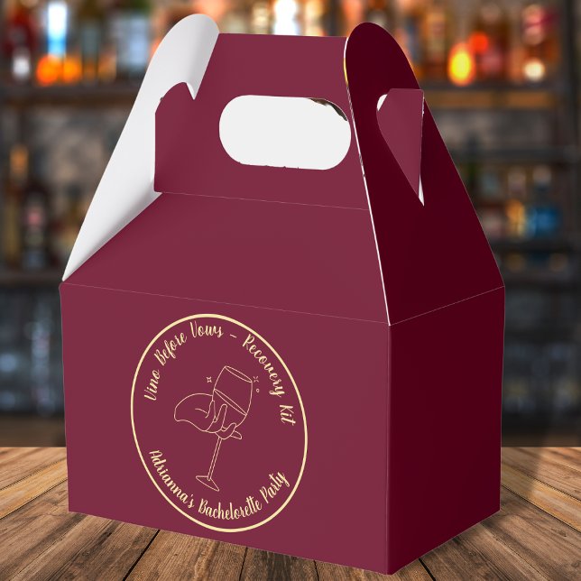 Ballotins Vino Avant Vows Kit de récupération Bachelorette (wino before vows bachelorette recovery kit burgundy and golden elegant wine bachelorette)
