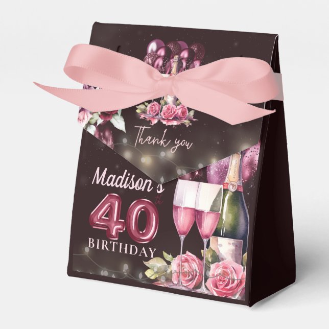 Ballotins Vins et ballons de luxe personnalisés 40e annivers (Verso)