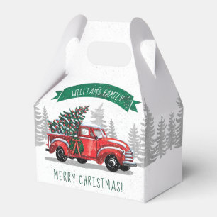 Ballotins Vintage Camion Rouge Joyeux Noël Nom de famille
