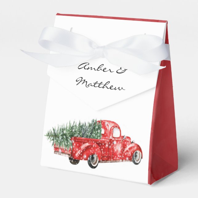 Ballotins Vintage Camion Rouge Noël Mariage Boîte de Faveur (Verso)
