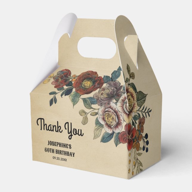 Ballotins Vintage Flower Birthday Thank You (Arrière)
