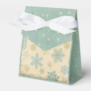 Ballotins Vintage hiver flocon rayé crème turquoise or