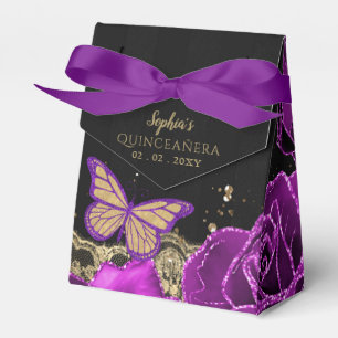 Ballotins Vintage violet Rose Black Gold Lace Quinceañera