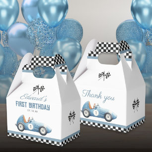Ballotins Voiture de course bleue vintage pour 1er anniversa