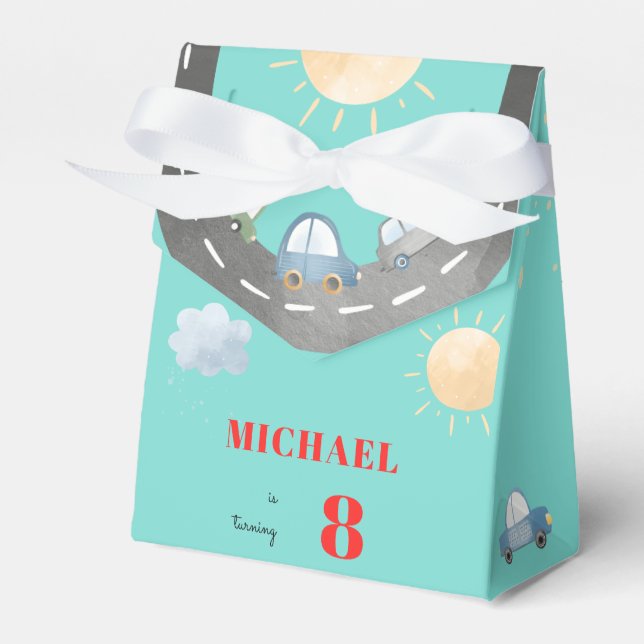 Ballotins Voitures et véhicules sur la route garçon annivers (Verso)