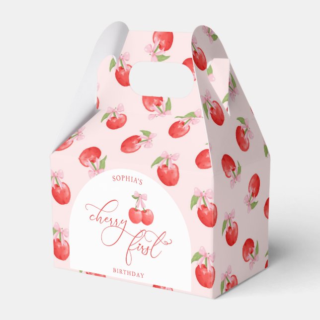 Ballotins Watercolor Bow Cherry Premier 1er anniversaire (Verso)