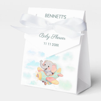 Ballotins Watercolor Elephant Airplane Baby Shower Favor Box