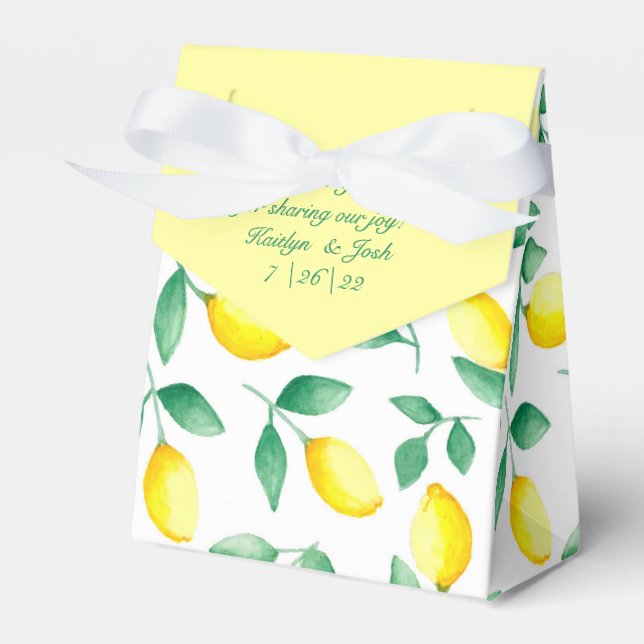 Ballotins Watercolor Lemon Wedding Favor Box (Verso)