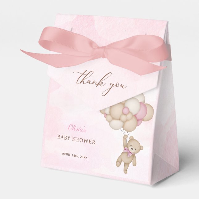 Ballotins We Can Bearly Wait Pink Baby Shower Thank You (Verso)