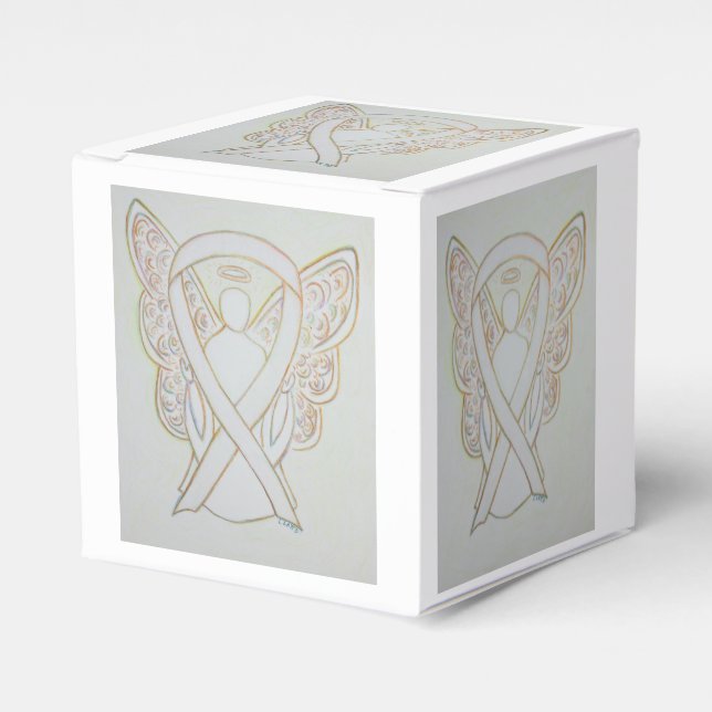Ballotins White Awareness Ribbon Angel Party Favoriser boîte (Verso)
